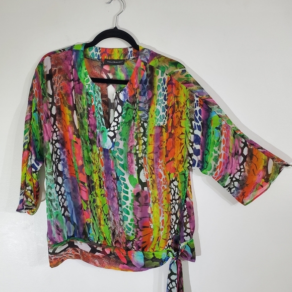 💚 3 For $15 TRAVEL ELEMENTS Woman's Top Size Small / Med Colorful Sheer Top - Picture 1 of 6